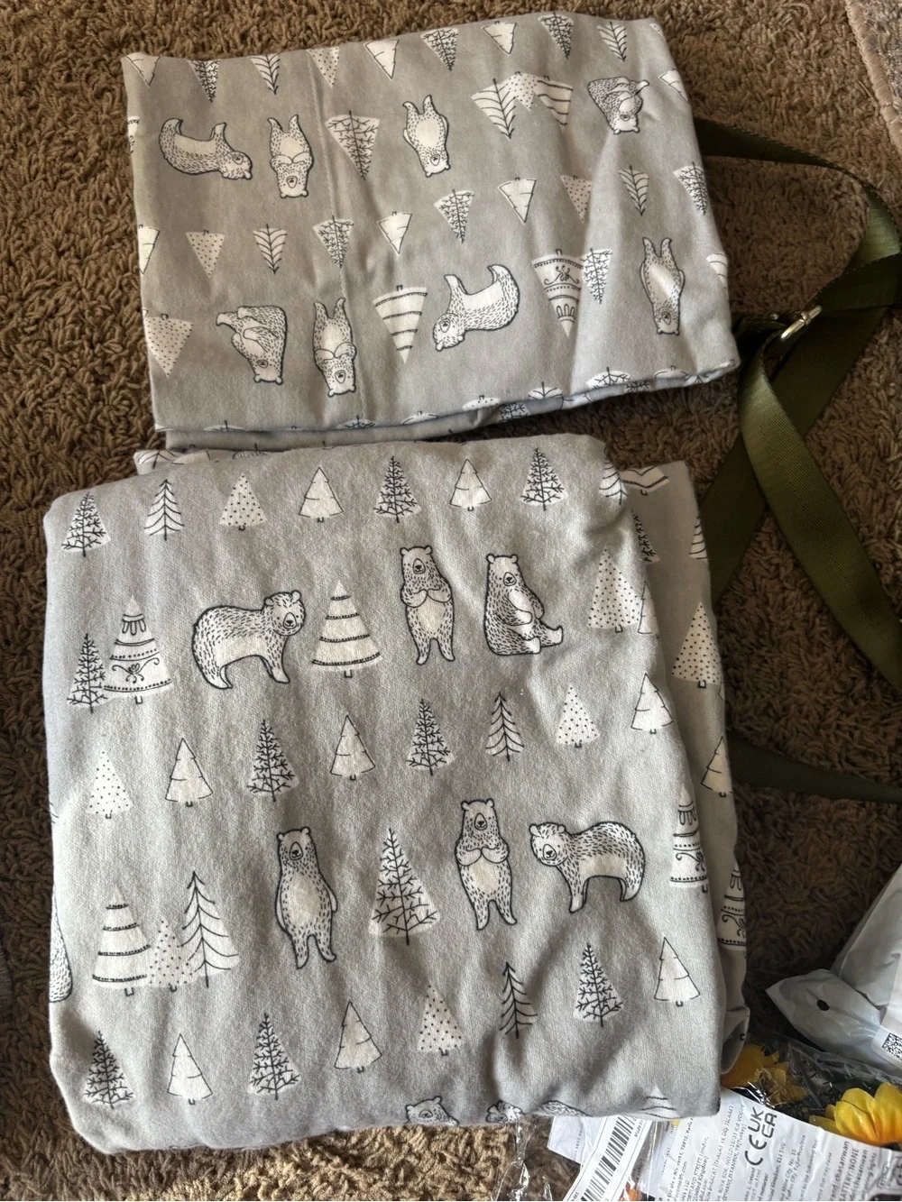 True North Soft & Cozy Flannel fitted sheetGray Plaid & Tree Print & pillow case